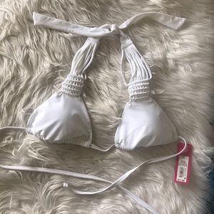 Macrame Triangle Bikini Top NWT White Medium